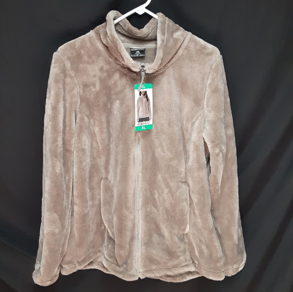 32 DEGREES HEAT PLUSH LUXE FUR FULL ZIP OUTERWEAR JACKET in GOAT WOMENS XL NWT